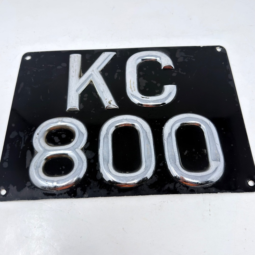 Unbranded Vintage License Plate KC 800 Black Silver Raised Chrome Letters Metal